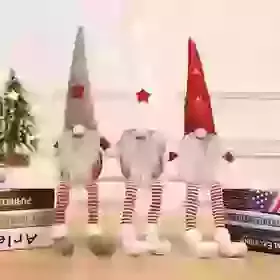 Red White & Grey Stripe and Stars Gnomes